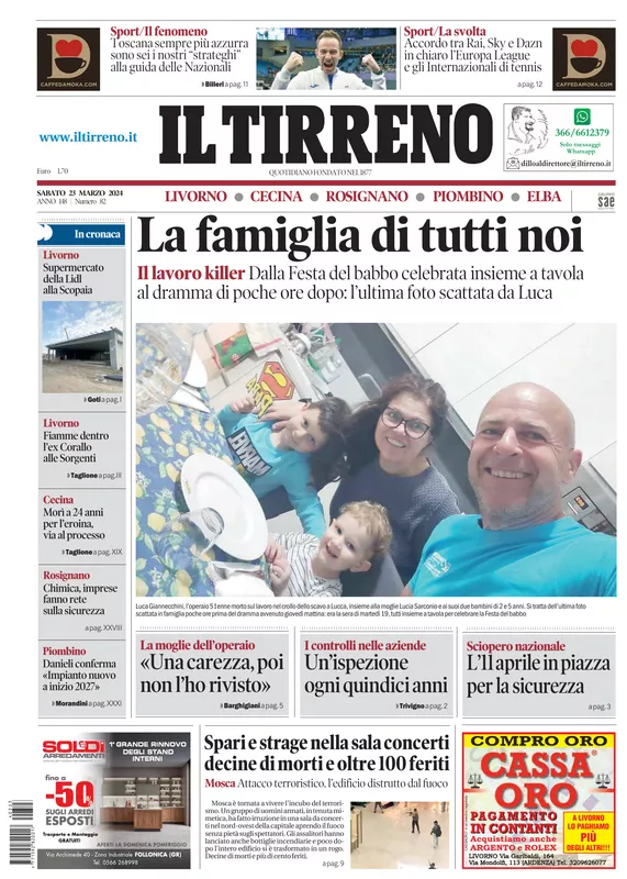 Prima-pagina-tirreno-edizione-di-oggi-23-03-2024