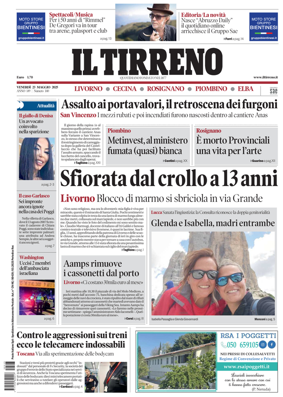 Prima-pagina-tirreno-edizione-di-oggi-23-05-2025