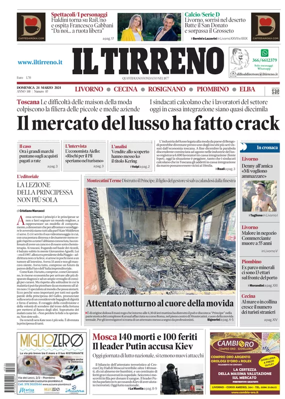Prima-pagina-tirreno-edizione-di-oggi-24-03-2024