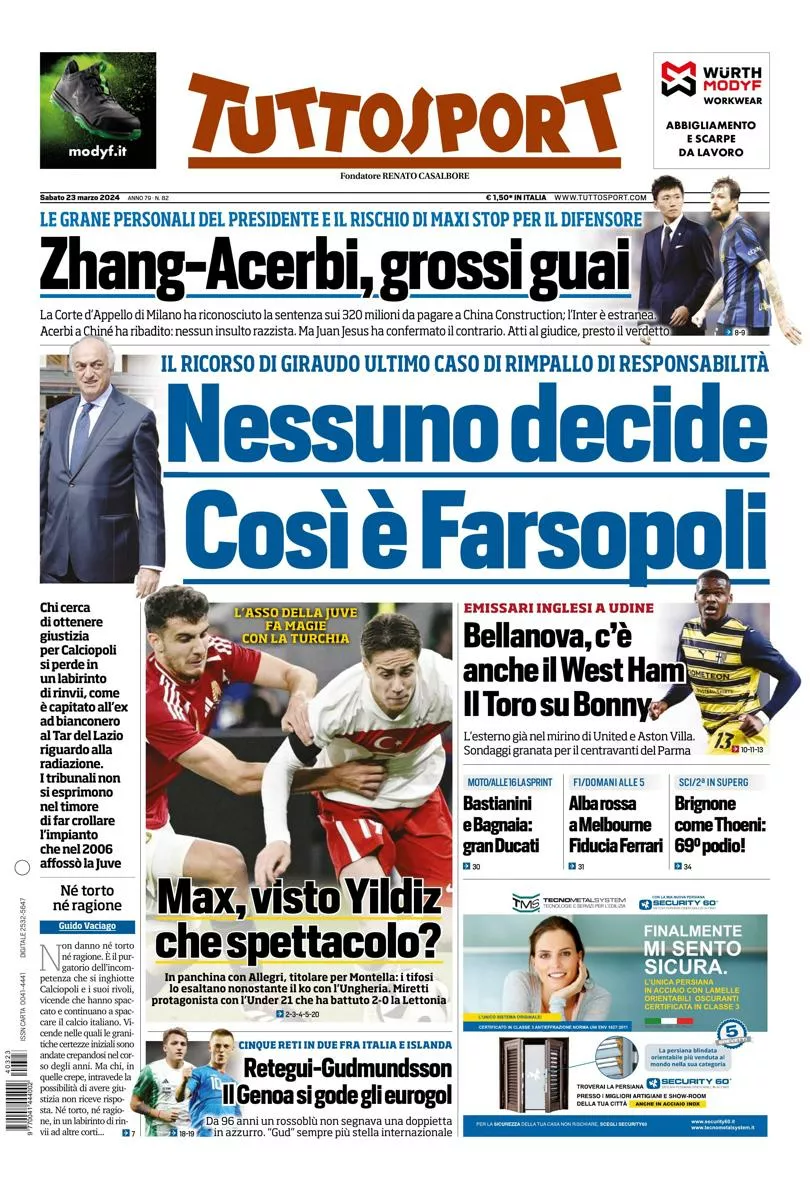 Prima-pagina-tutto-sport-edizione-di-oggi-23-03-2024