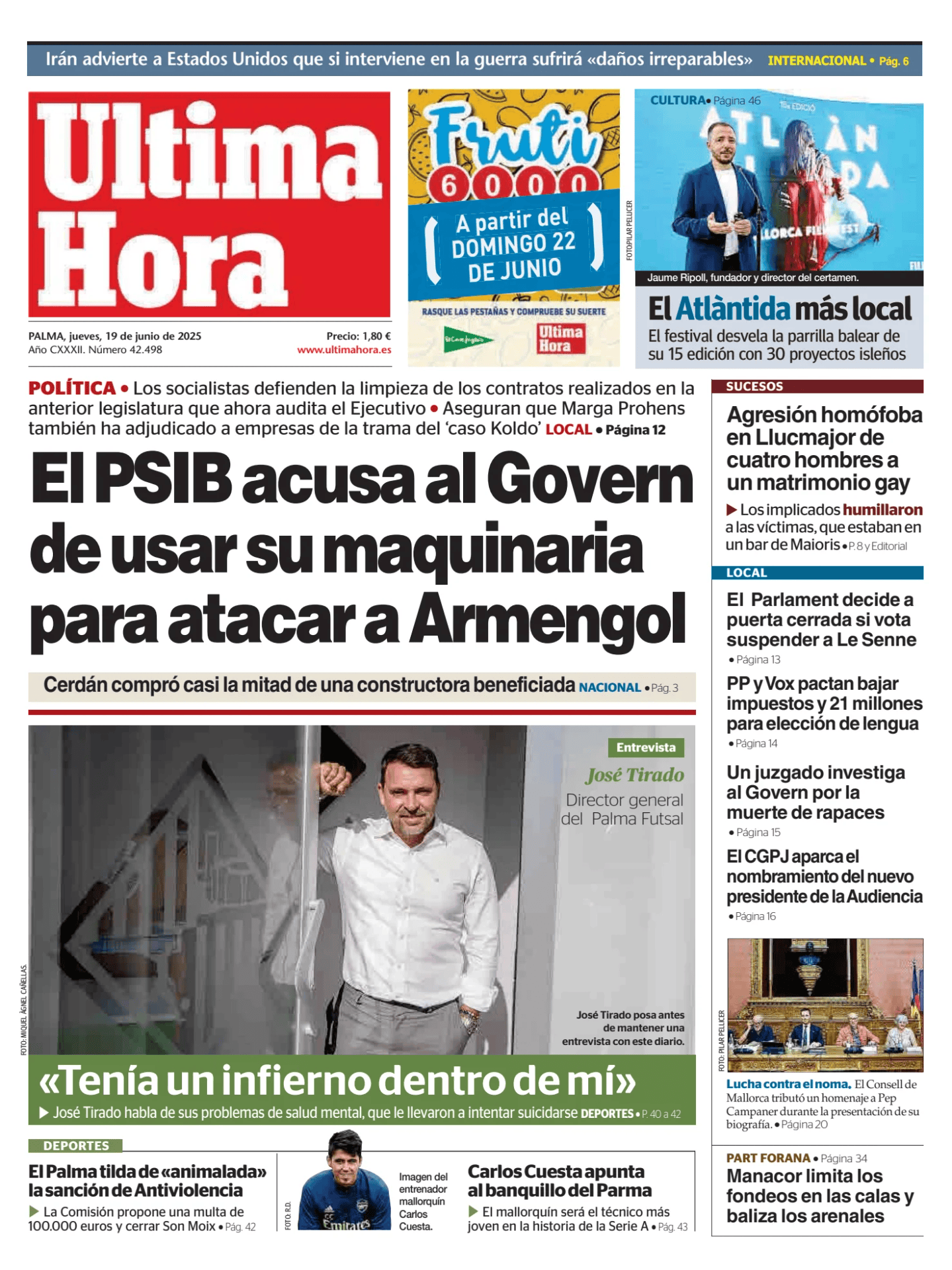 Prima-pagina-ultima-hora-oggi-edizione-di-oggi-20250619
