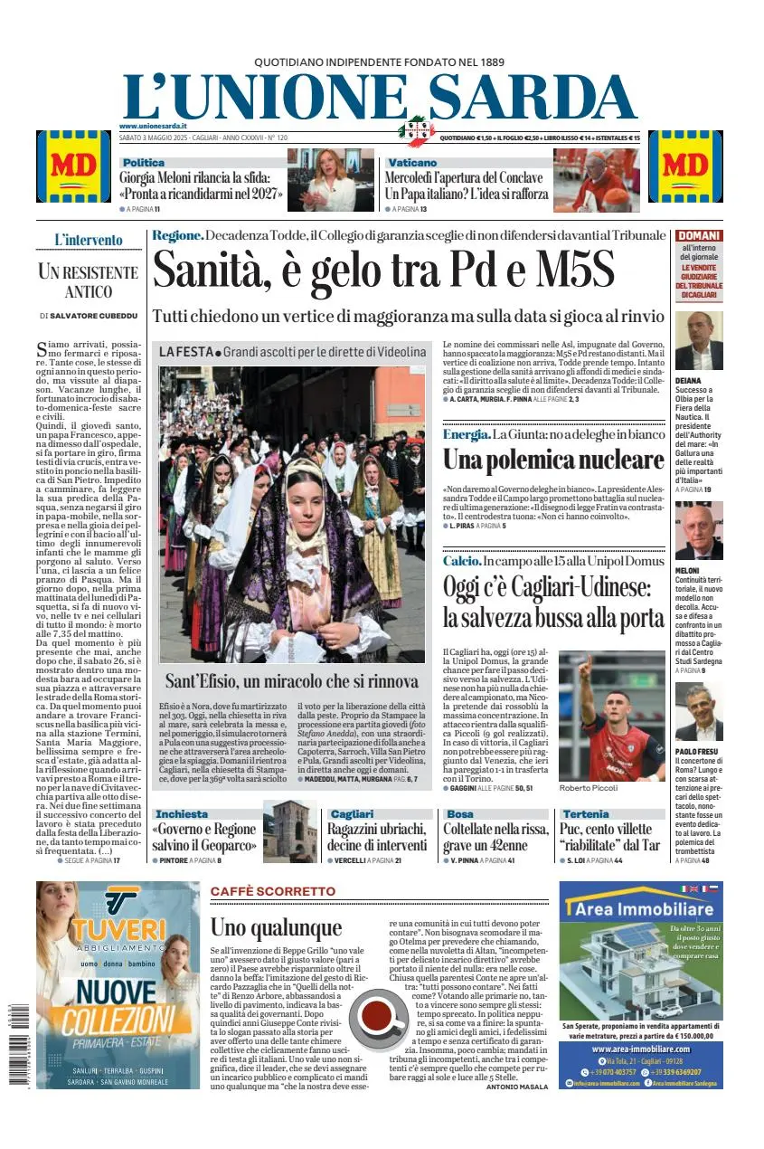 Prima-pagina-unione_sarda-edizione-di-oggi-03-05-2025