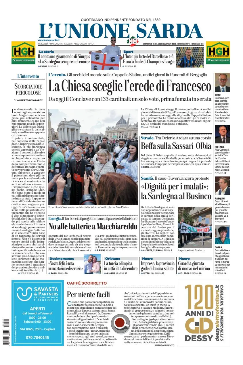 Prima-pagina-unione_sarda-edizione-di-oggi-07-05-2025