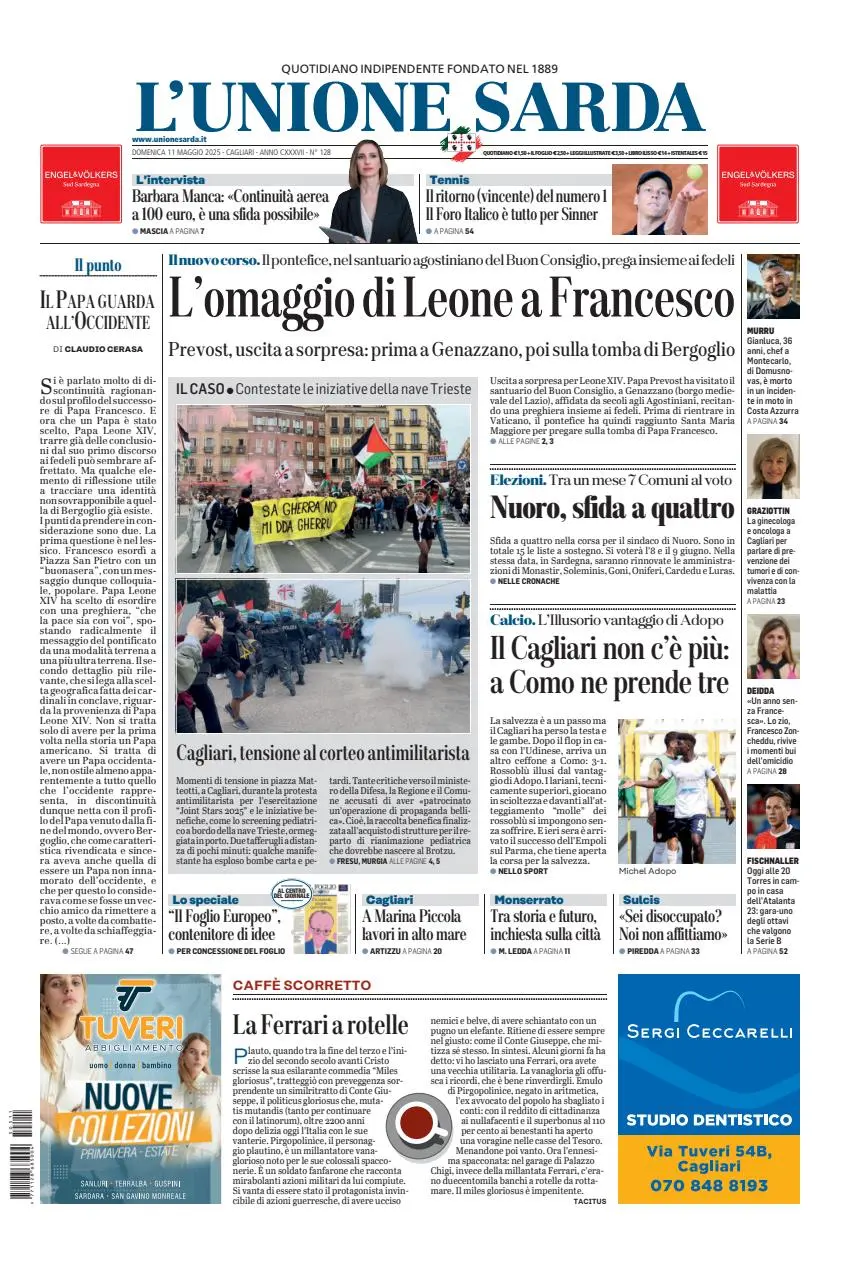 Prima-pagina-unione_sarda-edizione-di-oggi-11-05-2025