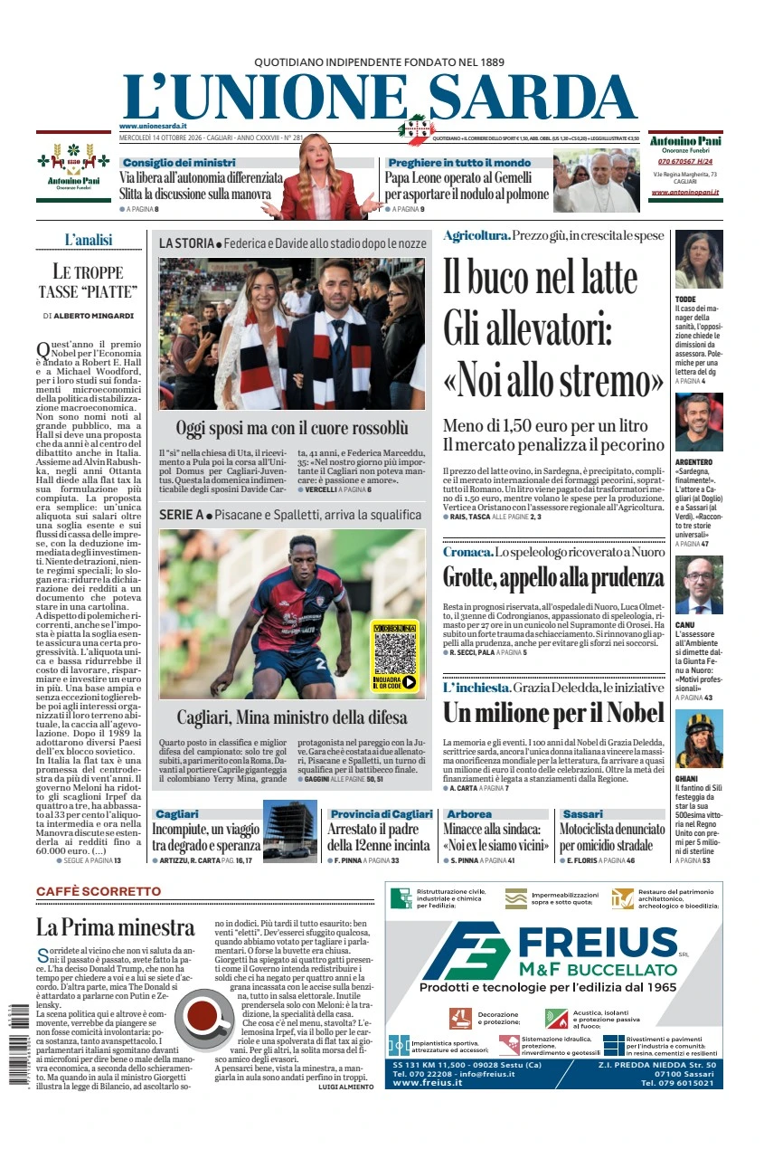 Prima-pagina-unione_sarda-edizione-di-oggi-14-10-2026