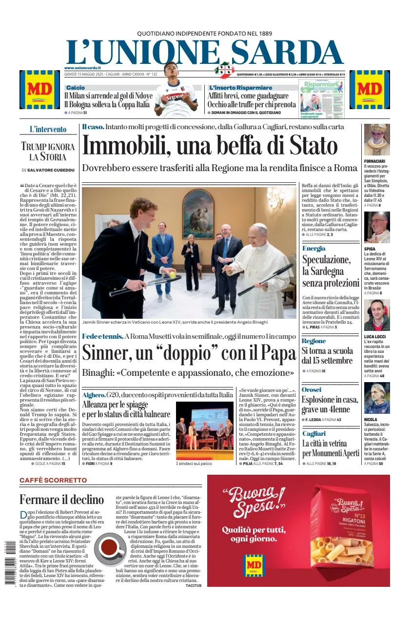 Prima-pagina-unione_sarda-edizione-di-oggi-15-05-2025