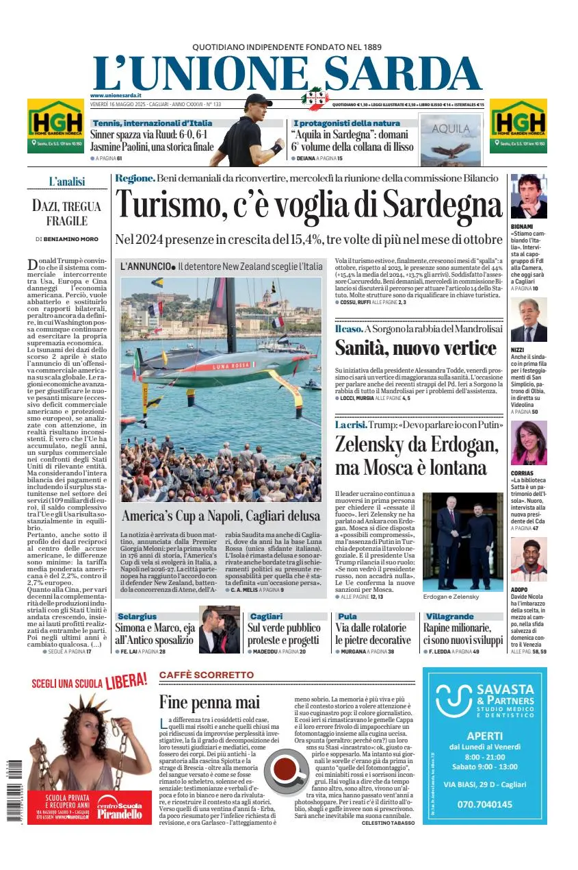 Prima-pagina-unione_sarda-edizione-di-oggi-16-05-2025