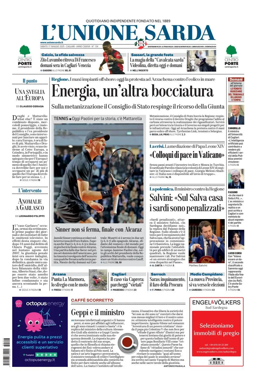 Prima-pagina-unione_sarda-edizione-di-oggi-17-05-2025