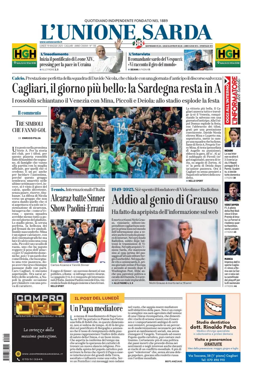 Prima-pagina-unione_sarda-edizione-di-oggi-19-05-2025
