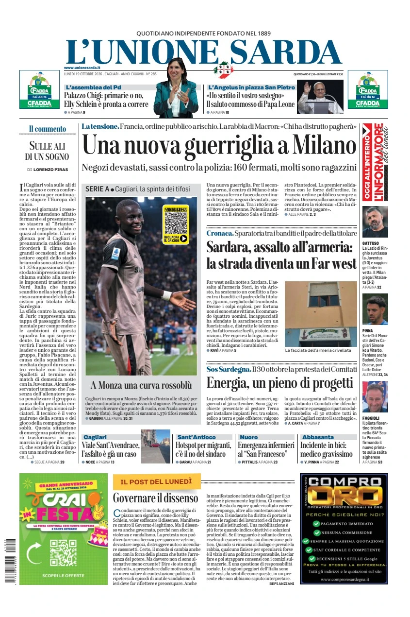 Prima-pagina-unione_sarda-edizione-di-oggi-19-10-2026