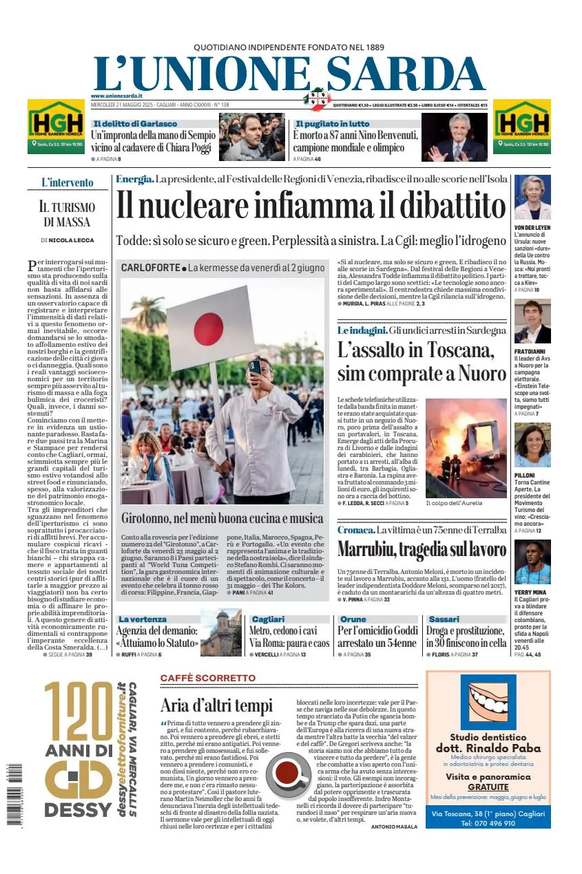 Prima-pagina-unione_sarda-edizione-di-oggi-21-05-2025