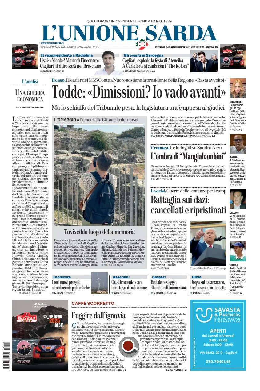 Prima-pagina-unione_sarda-edizione-di-oggi-30-05-2025