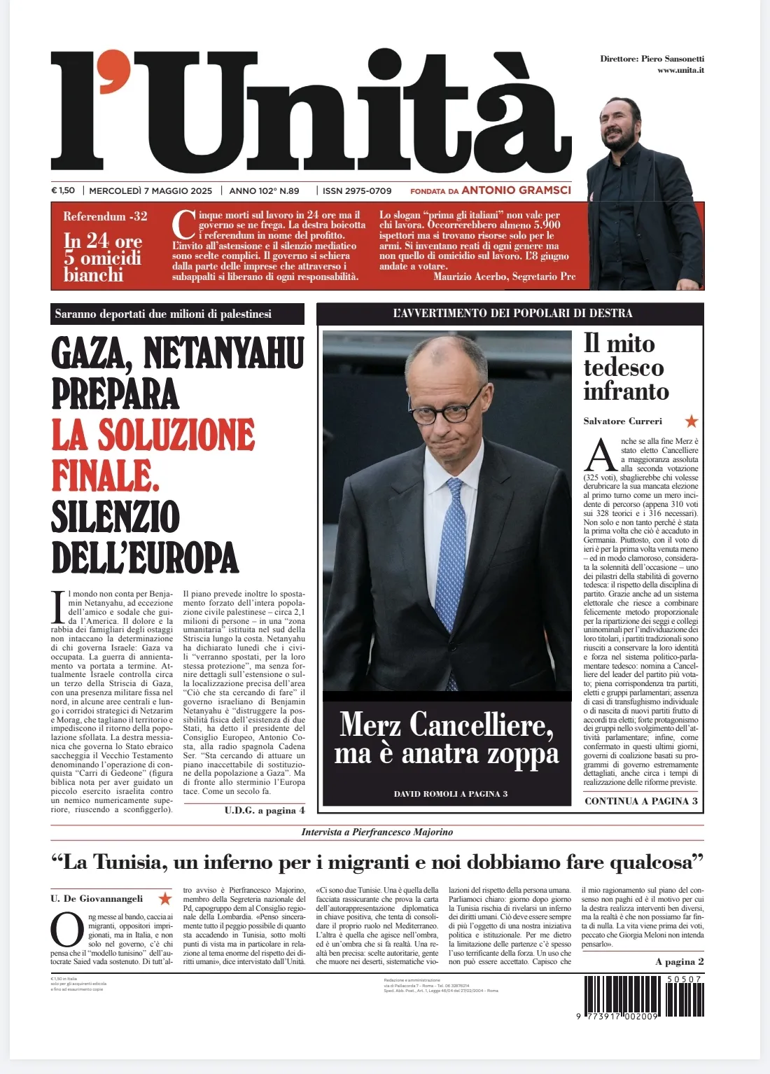 Prima-pagina-unita-oggi-edizione-di-oggi-06-05-2025