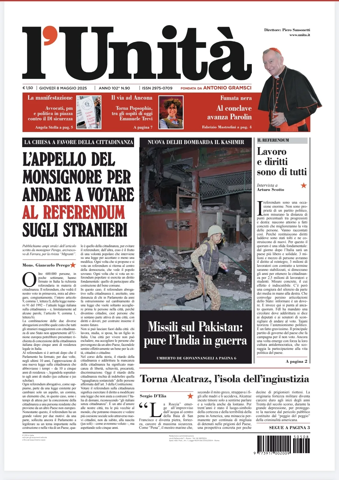 Prima-pagina-unita-oggi-edizione-di-oggi-07-05-2025