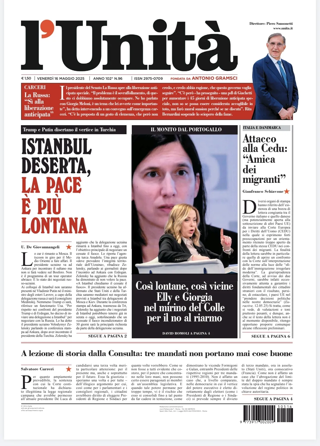 Prima-pagina-unita-oggi-edizione-di-oggi-15-05-2025