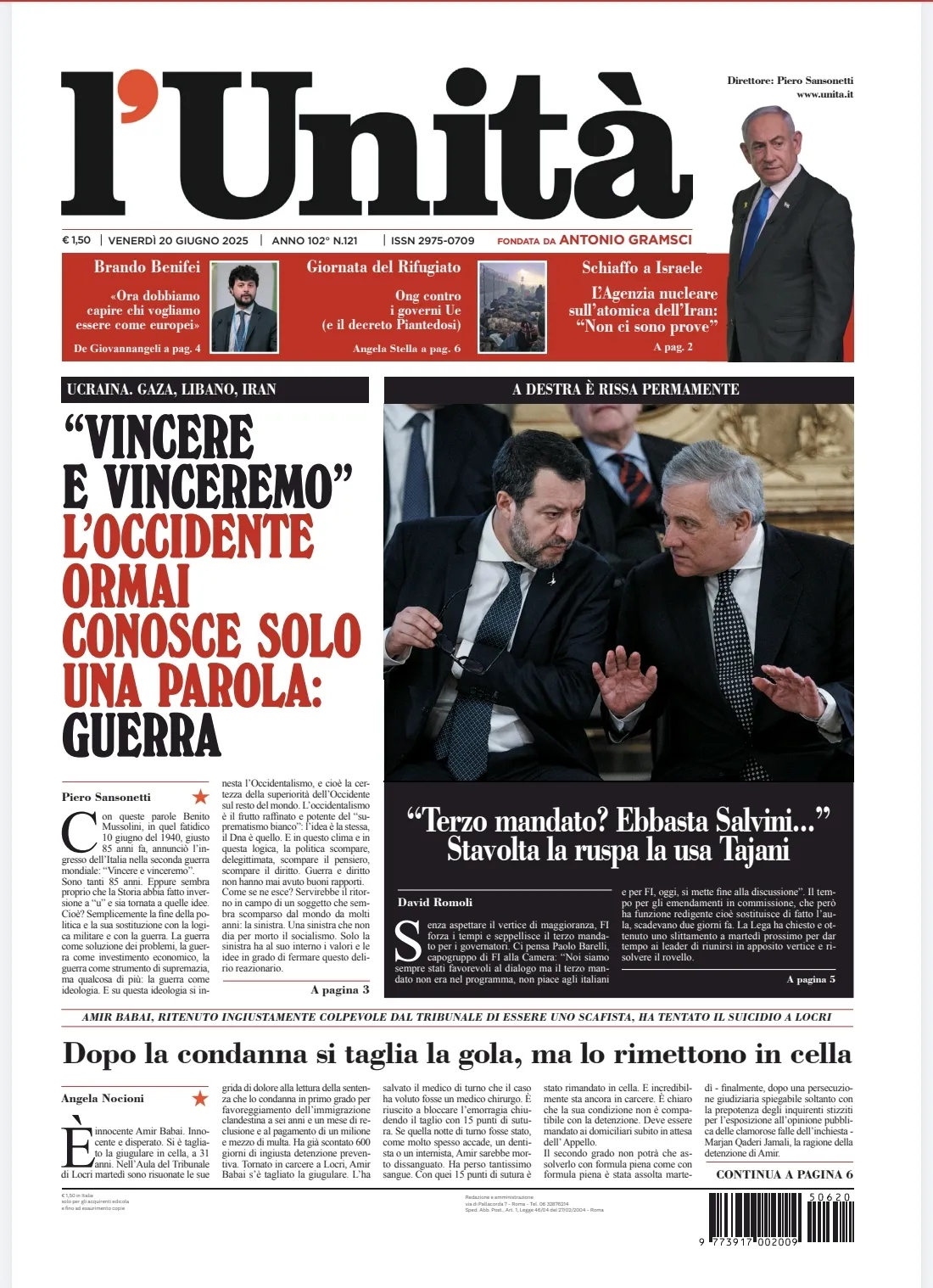 Prima-pagina-unita-oggi-edizione-di-oggi-20-06-2025