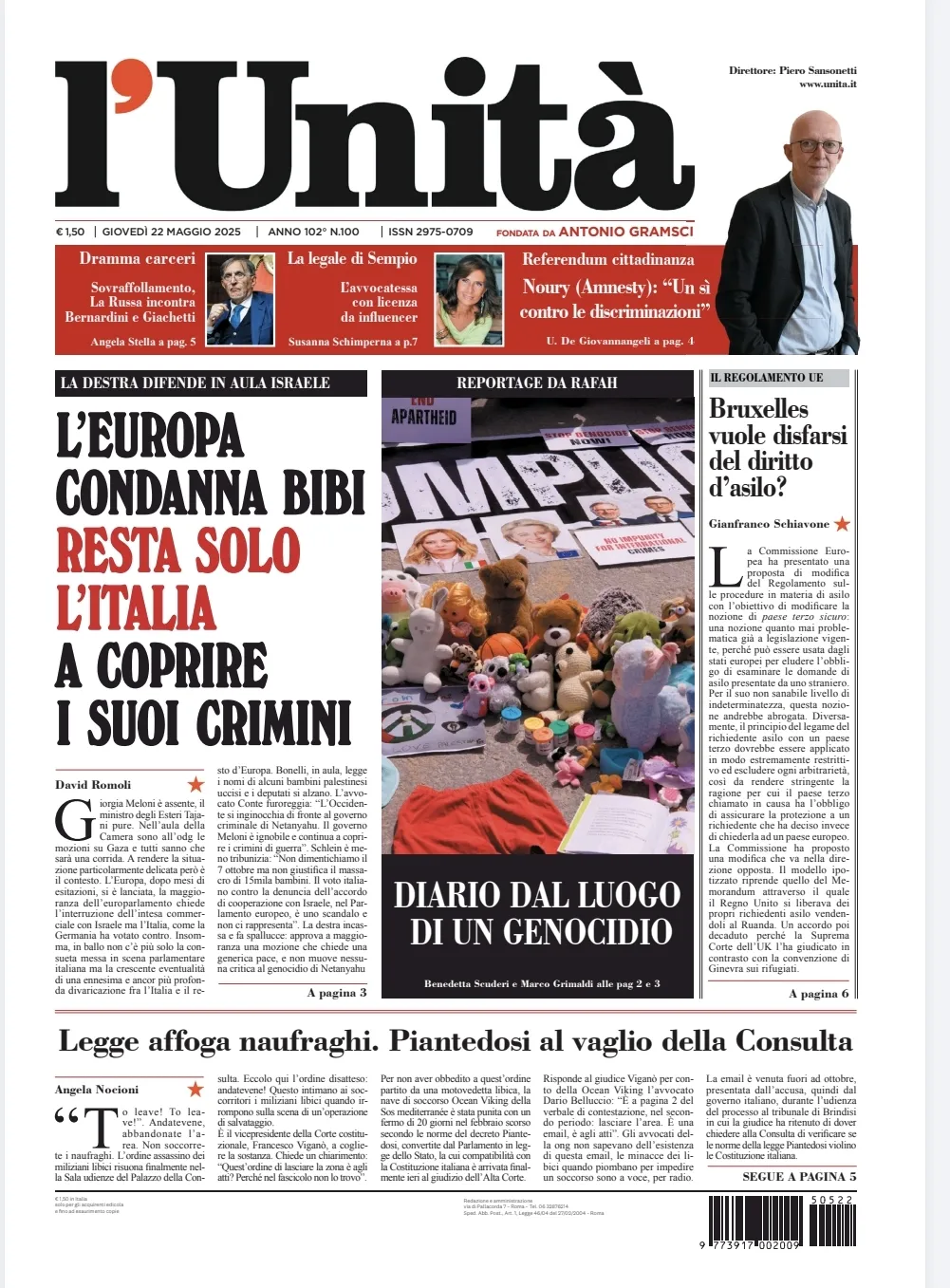 Prima-pagina-unita-oggi-edizione-di-oggi-21-05-2025