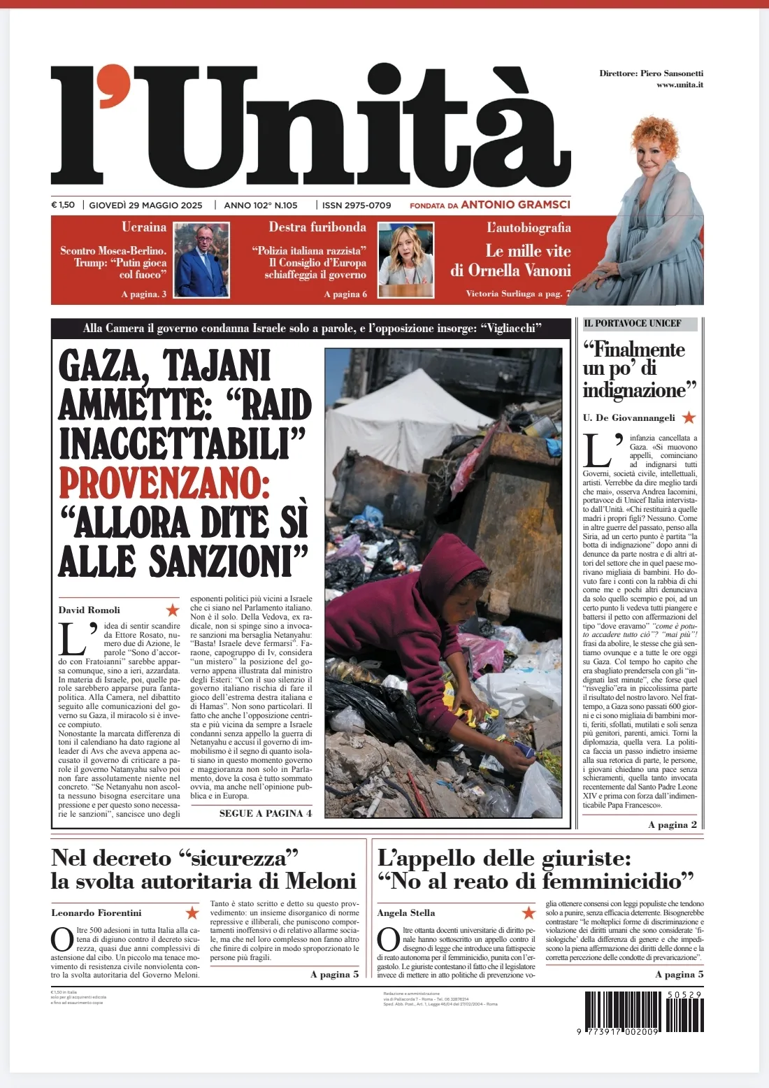 Prima-pagina-unita-oggi-edizione-di-oggi-28-05-2025