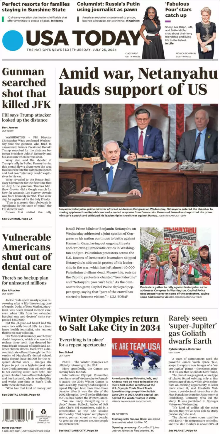 Prima-pagina-usa-today-edizione-di-oggi-2024-07-25