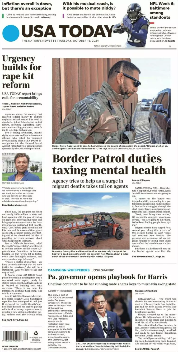 Prima-pagina-usa-today-edizione-di-oggi-2024-10-15