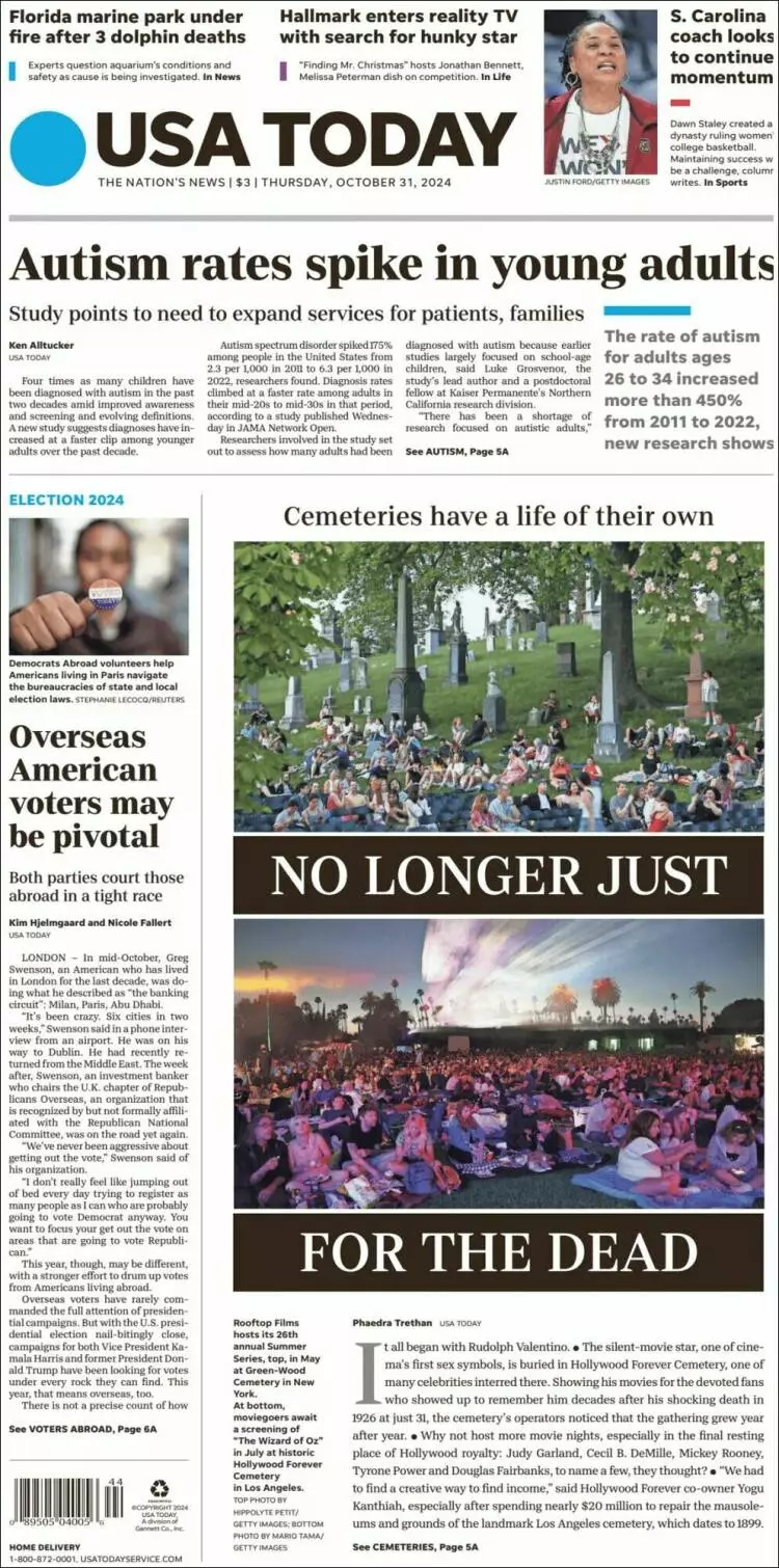 Prima-pagina-usa-today-edizione-di-oggi-2024-10-31