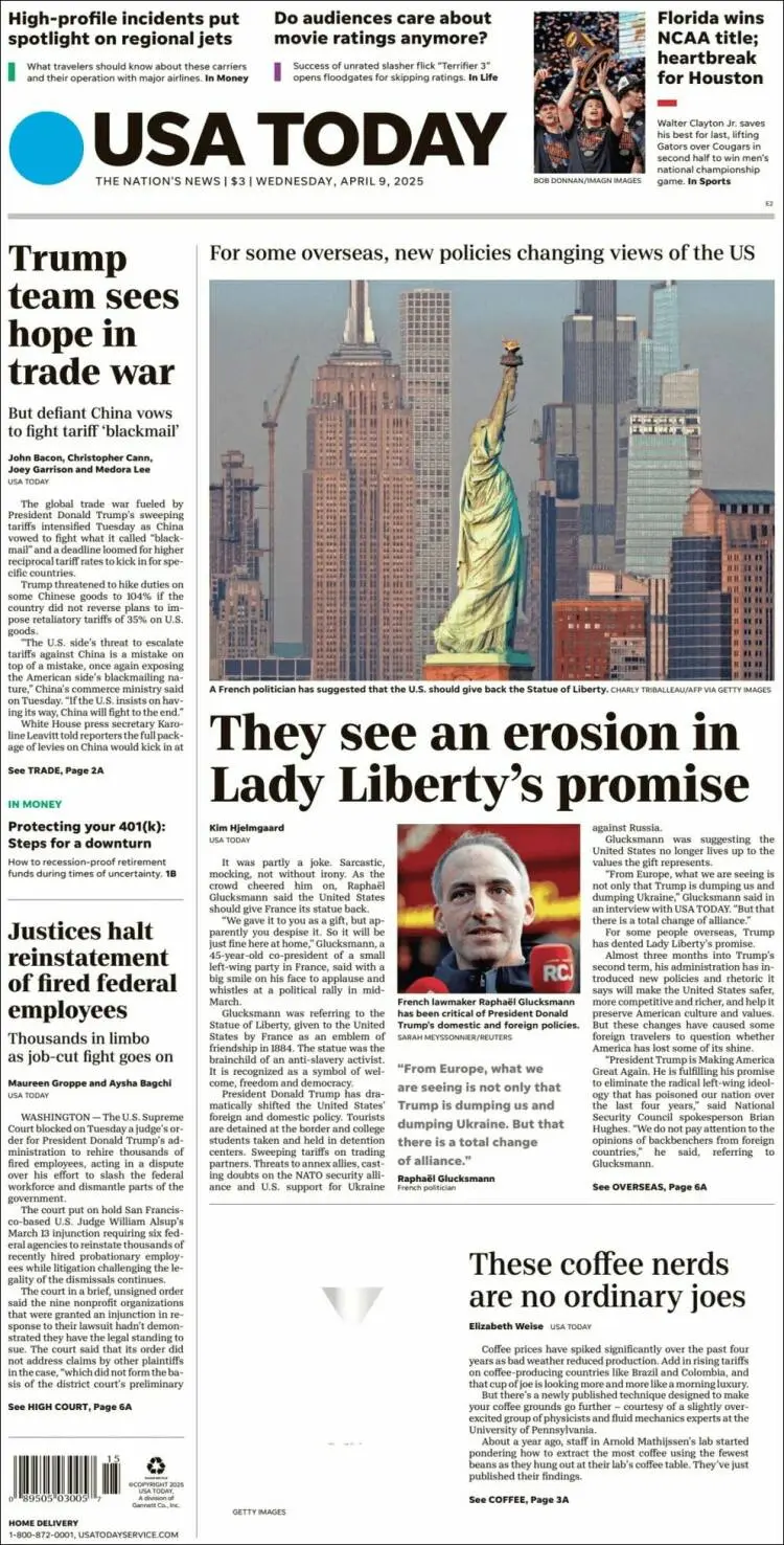 Prima-pagina-usa-today-edizione-di-oggi-2025-04-09