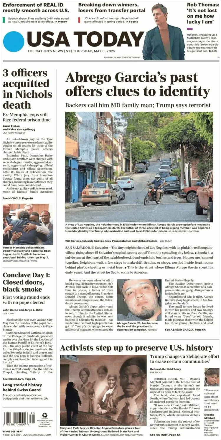 Prima-pagina-usa-today-edizione-di-oggi-2025-05-08