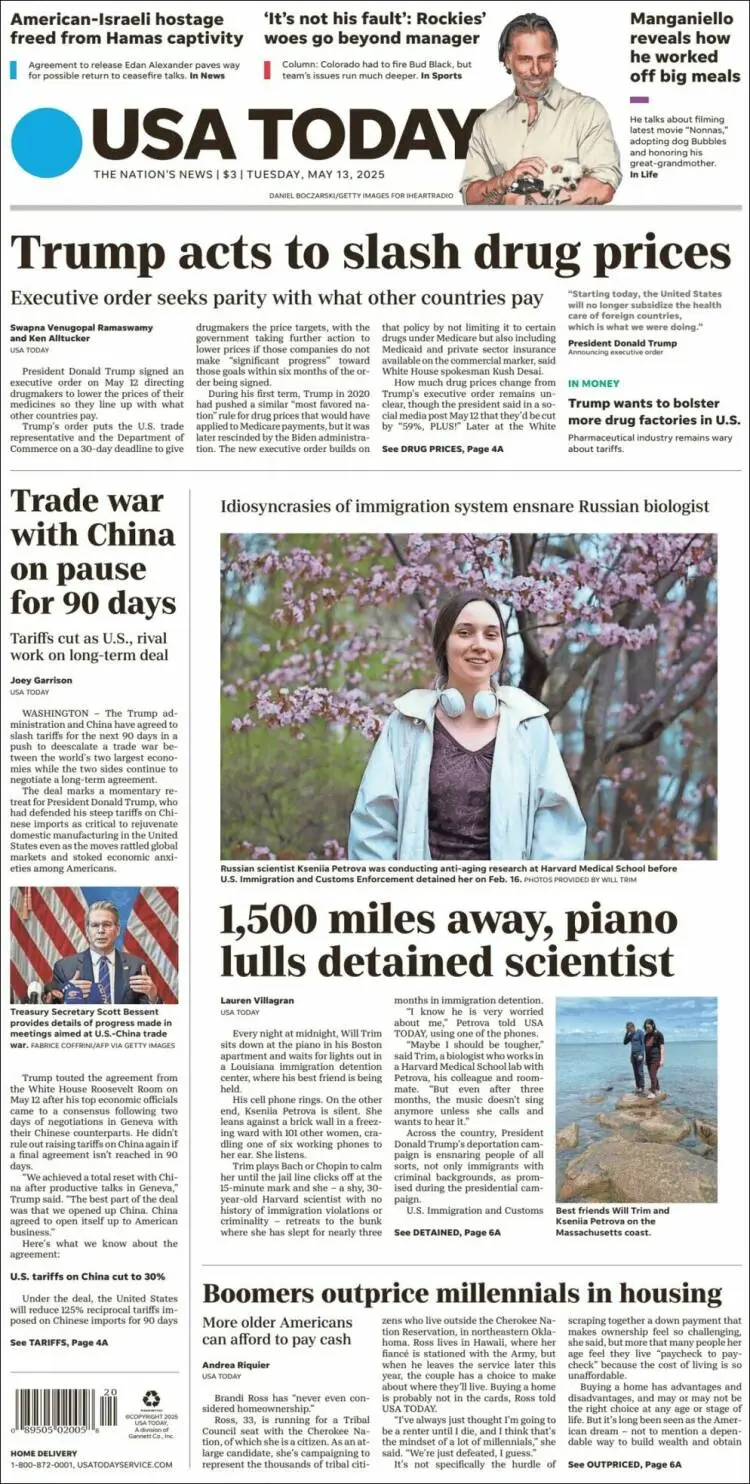 Prima-pagina-usa-today-edizione-di-oggi-2025-05-13