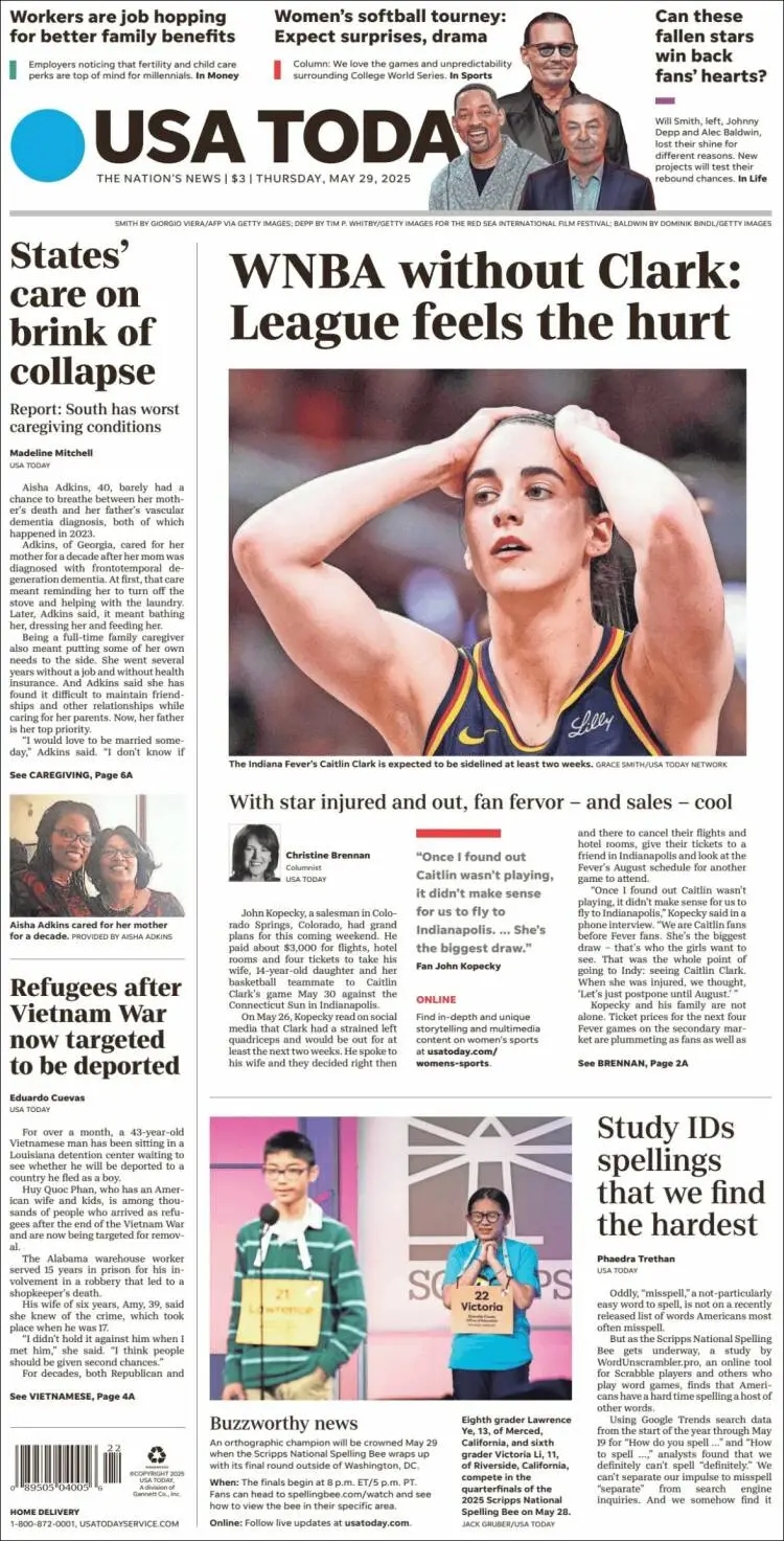Prima-pagina-usa-today-edizione-di-oggi-2025-05-29