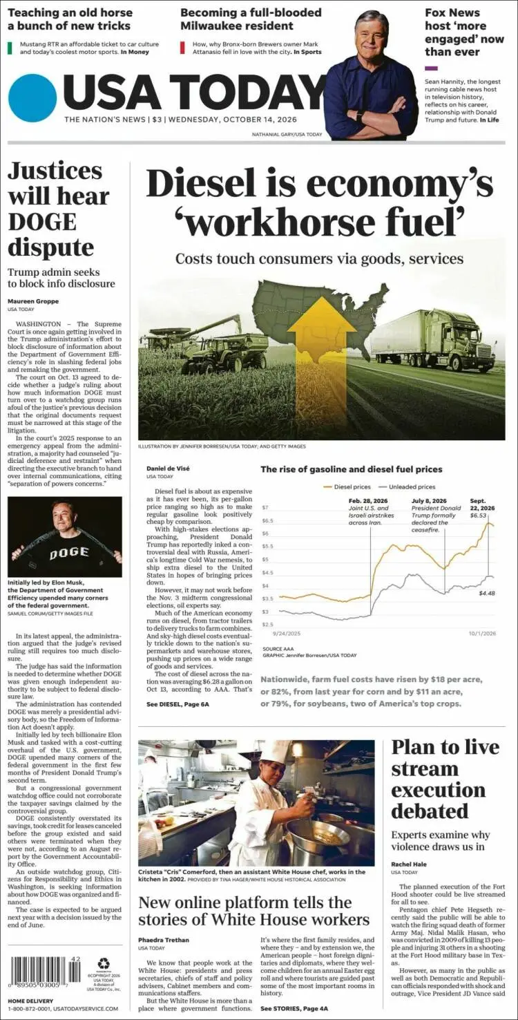Prima-pagina-usa-today-edizione-di-oggi-2026-10-14