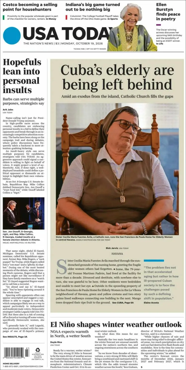 Prima-pagina-usa-today-edizione-di-oggi-2026-10-19