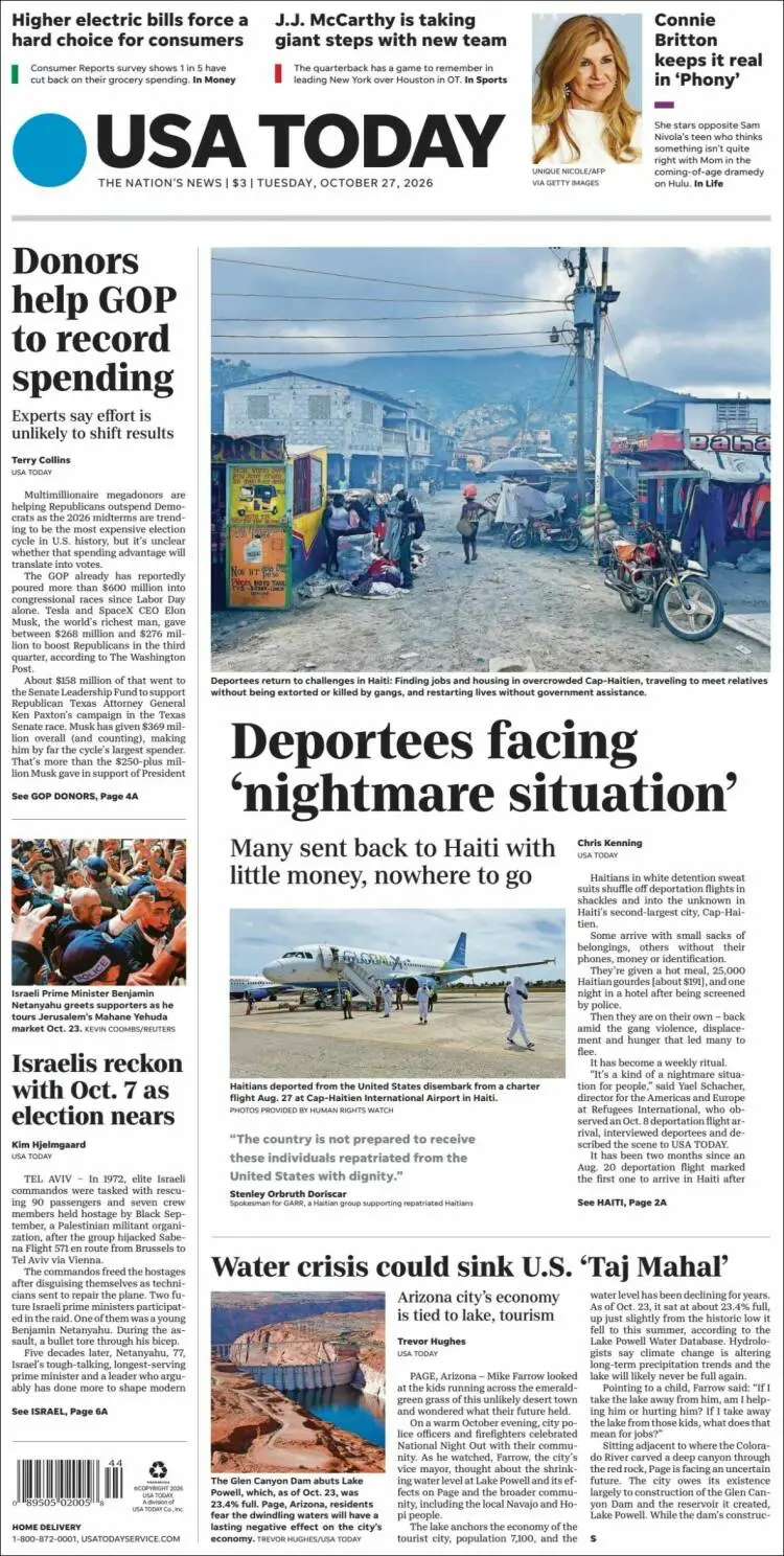 Prima-pagina-usa-today-edizione-di-oggi-2026-10-27