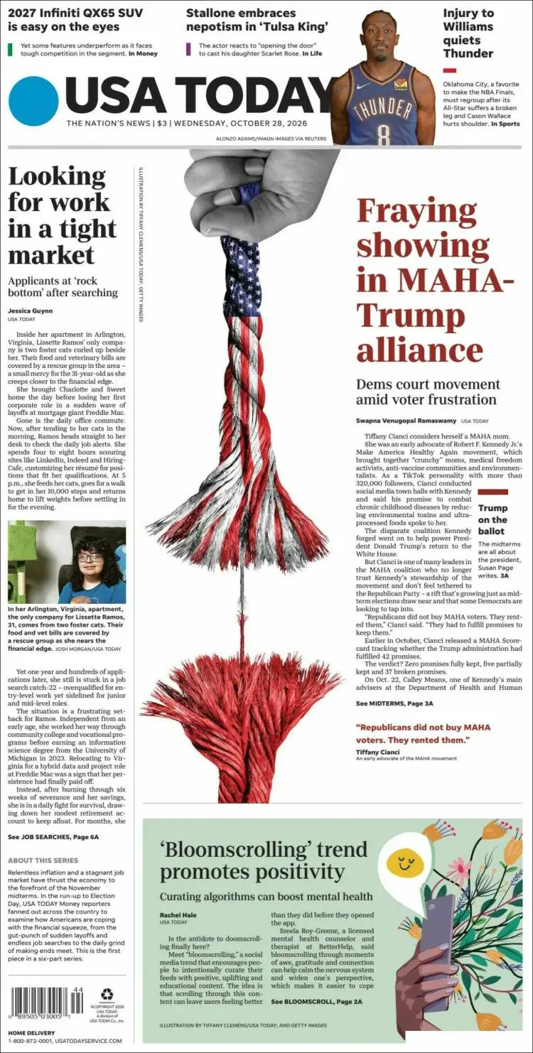 Prima-pagina-usa-today-edizione-di-oggi-2026-10-28